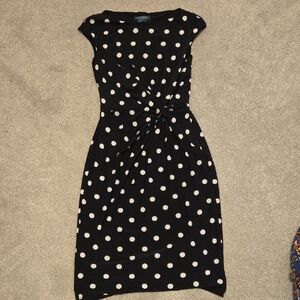Ralph Lauren Black and White Polka Dot Midi Dress
